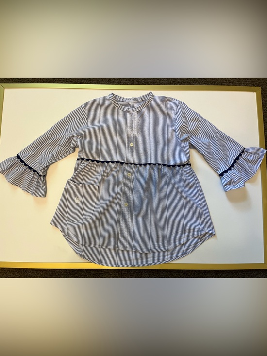 Other - Girls Blue Stripe Button-Front Peplum Top - Bespoke